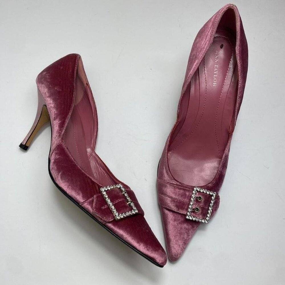 Y2K ANN TAYLOR PINK VELVET HEELS